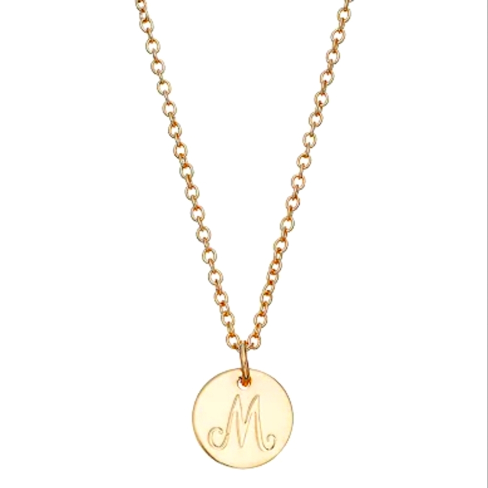 NWT Women's Cute LC LAUREN CONRAD M Initial Monogram Gold Circle Disc Necklace